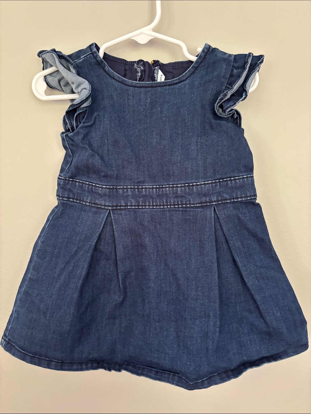 Janie and Jack Dark Blue Denim Ruffle Sleeve Dress
